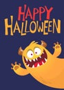 ÃÂ¡artoon monster character. Illustration of happy alien creature for Halloween party. Package, poster or greeting invitation